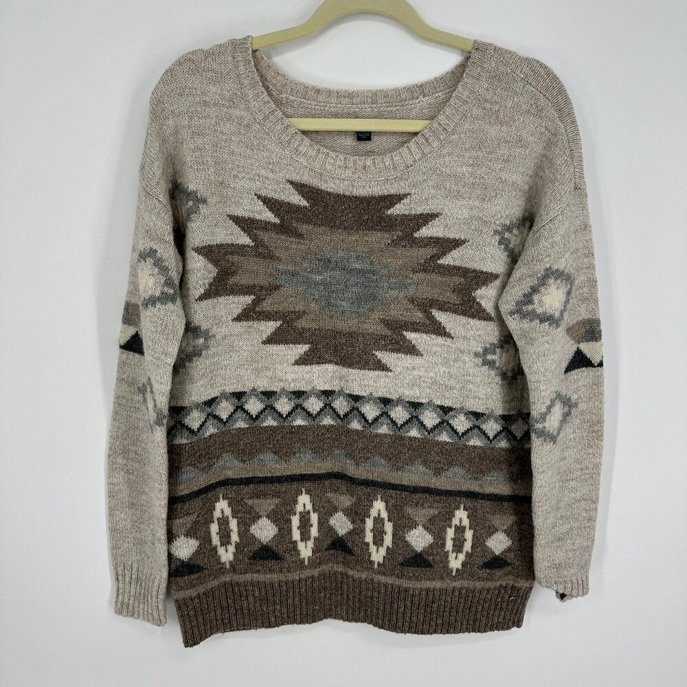 American Eagle Outfitters Aztec Sweater S Southwestern Pullover Beige Tan